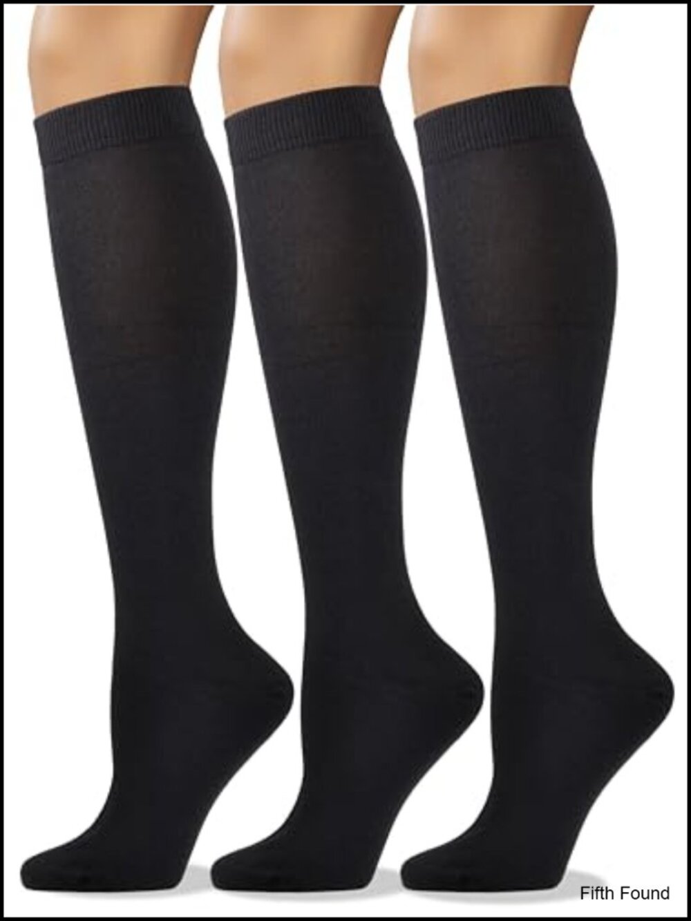 Women's Soft Combed Cotton Knee High Socks Seamless Toe 3 Pack